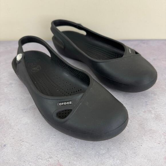 Crocs Shoes Women's 8 Sling Back Ballet Flats Bling Cut Out Close Toe Sandals - Picture 1 of 12